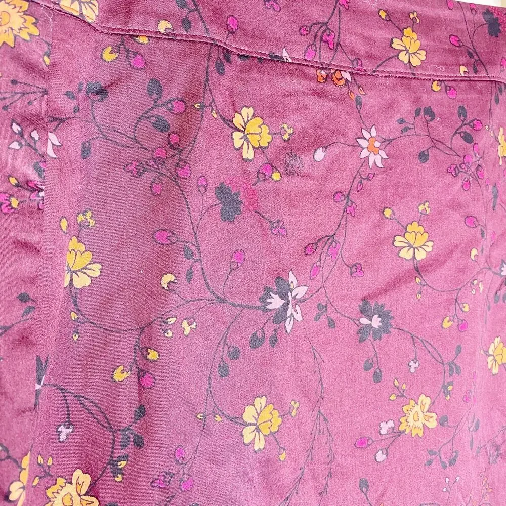 Loft Maroon Floral Pencil Skirt Size 10